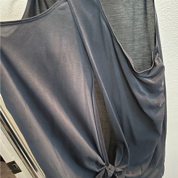 Victorias Secret Gym Active Athletic Grey Gray Cross Back Design Sheer Tank Top - Picture 4 of 5